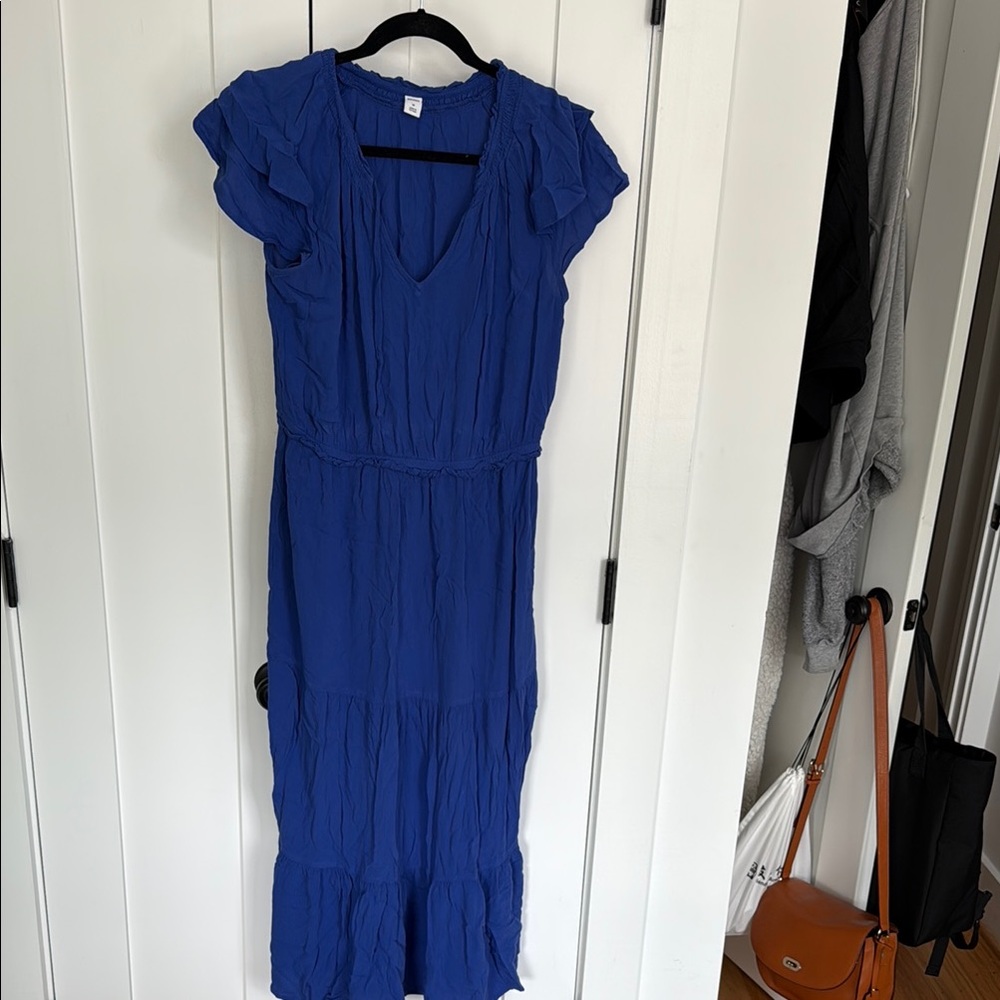 Old Navy Blue Flutter Sleeve V-Neck maxi  Sundress